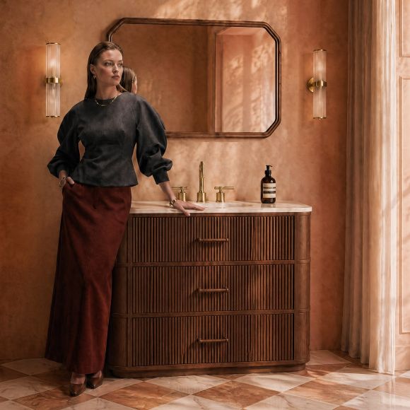 Savoy Vanity Unit & Stone Basin 1200mm Walnut
